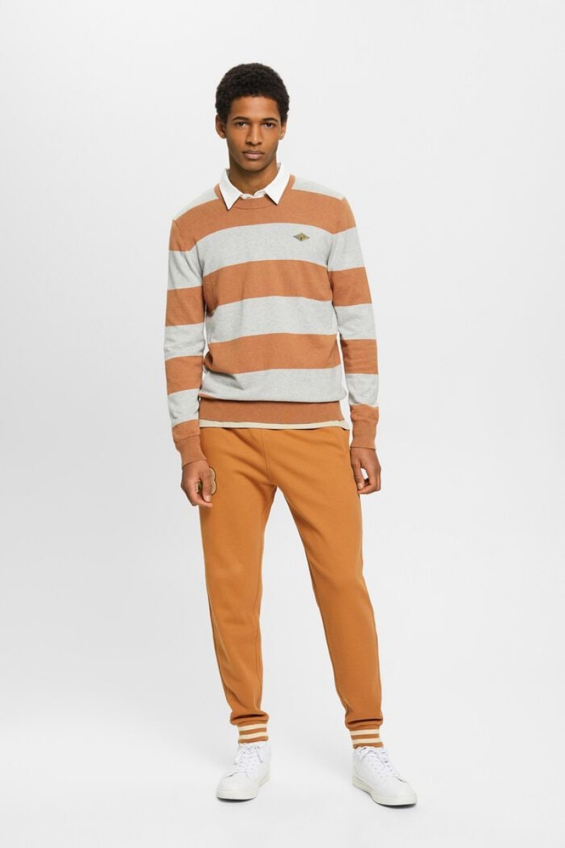 Pánské Jumpers Esprit Pruhovaný Knit With Cashmere Bílé Oranžové | JNG567390