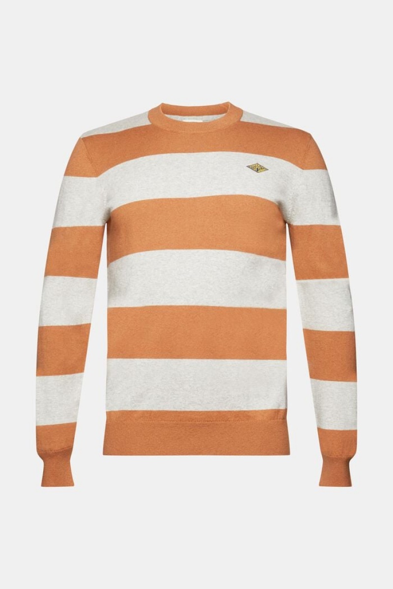 Pánské Jumpers Esprit Pruhovaný Knit With Cashmere Bílé Oranžové | JNG567390