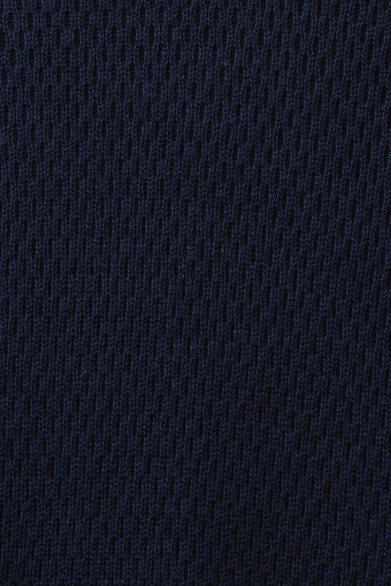 Pánské Jumpers Esprit Structured Knit Crewneck Tmavě Blankyt | FPK013758