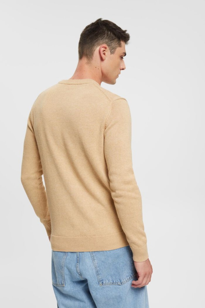 Pánské Jumpers Esprit Sustainable Bavlněné Knit Béžový | AXO493526