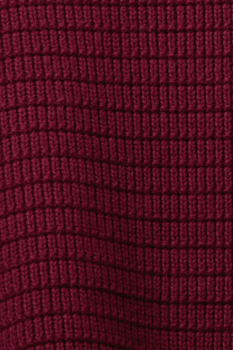 Pánské Jumpers Esprit Textured Bavlněné Knit Troyer Tmavě Červené | DCI628105