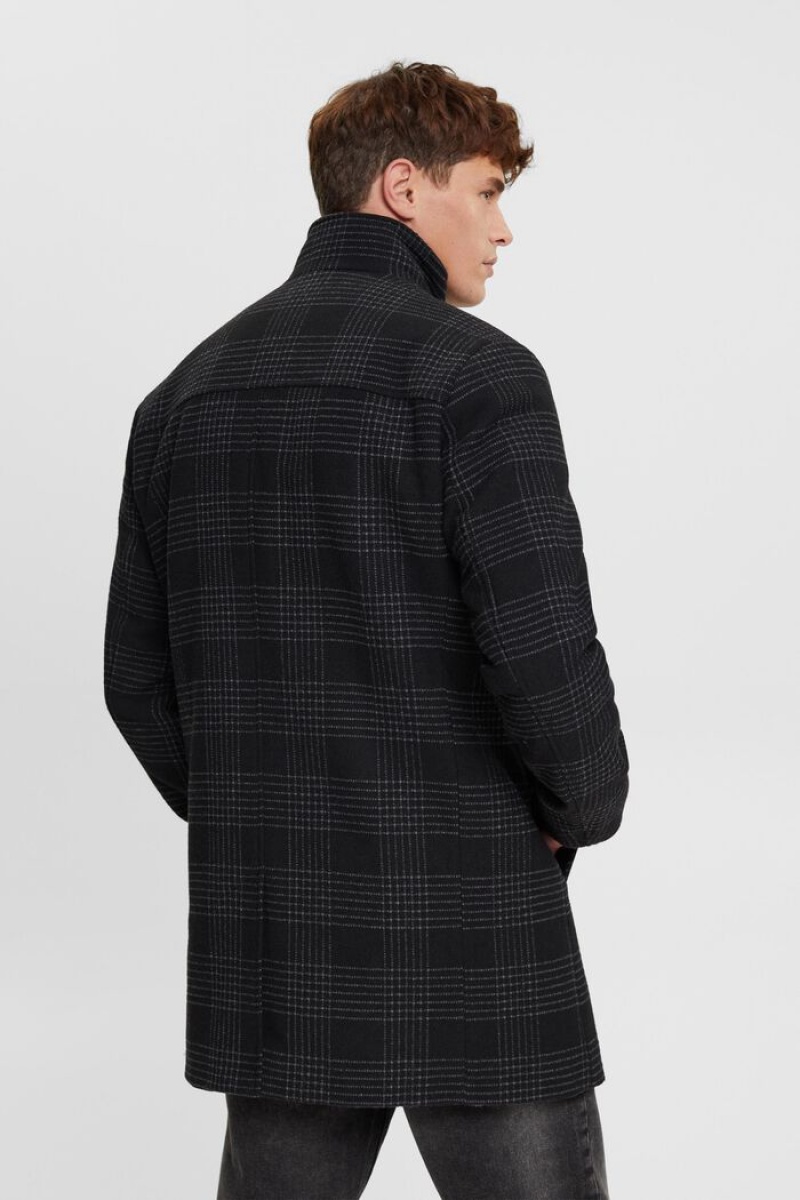 Pánské Kabáty Esprit Polstrovaný Vlna Blend With Detachable Lining Tmavě Šedé | TJA896542