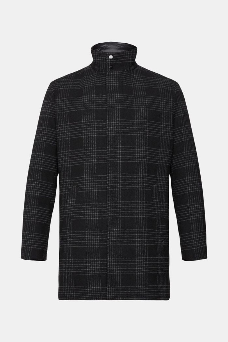 Pánské Kabáty Esprit Polstrovaný Vlna Blend With Detachable Lining Tmavě Šedé | TJA896542