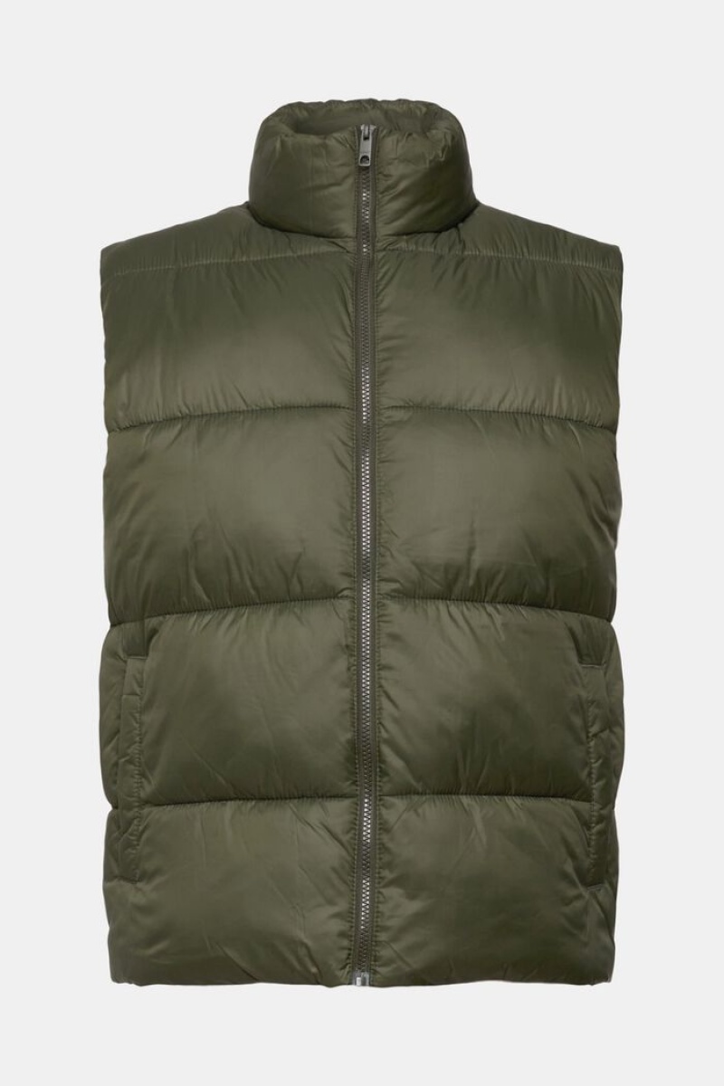 Pánské Kabáty Esprit Prošívaný Body Warmer With High Neck Tmavě Hnědožlutý | CJO624183