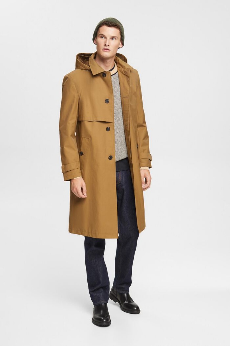 Pánské Kabáty Esprit Trench With Detachable Hood Šedé Hnědé | IBN574139
