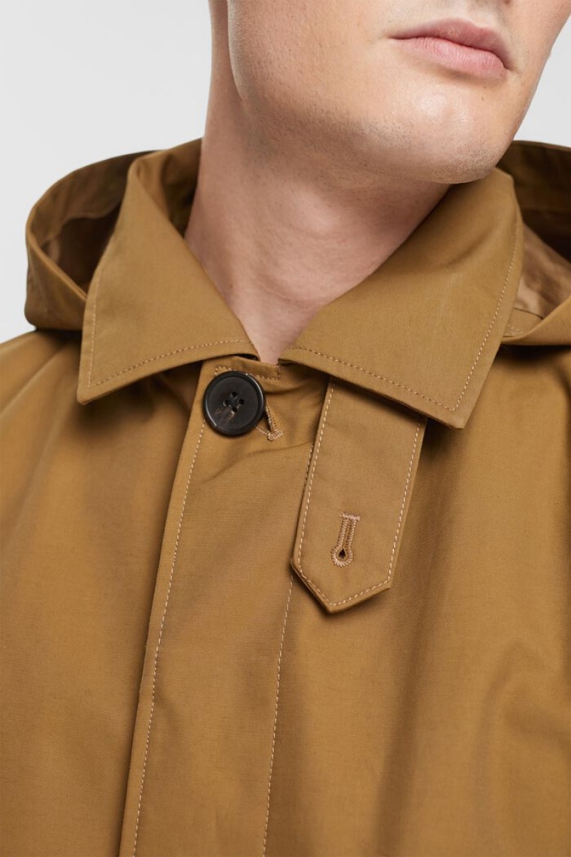 Pánské Kabáty Esprit Trench With Detachable Hood Šedé Hnědé | IBN574139