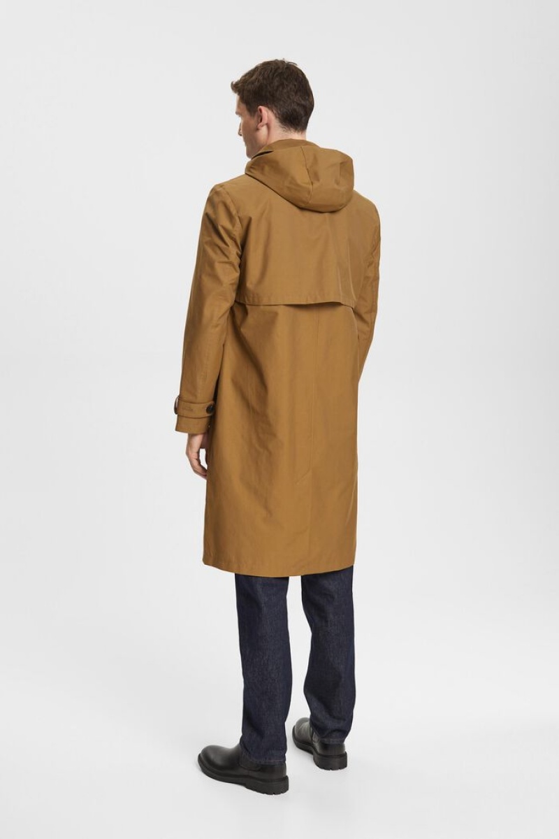 Pánské Kabáty Esprit Trench With Detachable Hood Šedé Hnědé | IBN574139