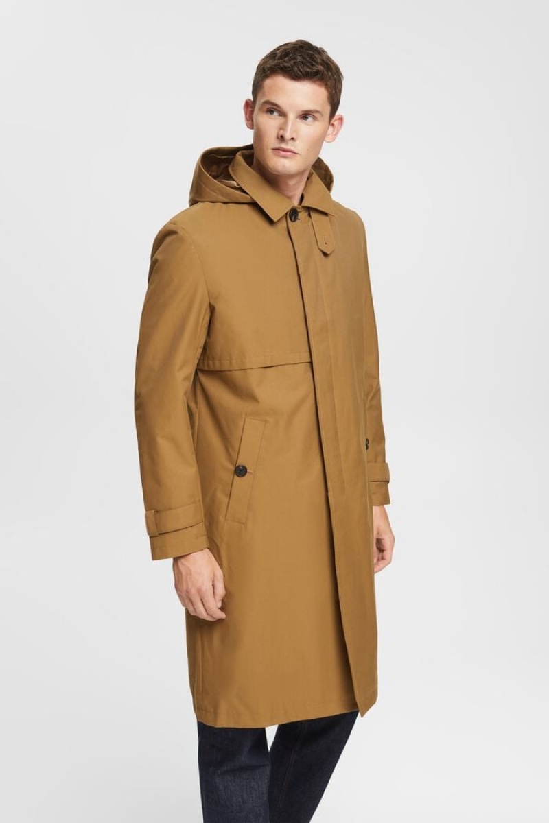 Pánské Kabáty Esprit Trench With Detachable Hood Šedé Hnědé | IBN574139