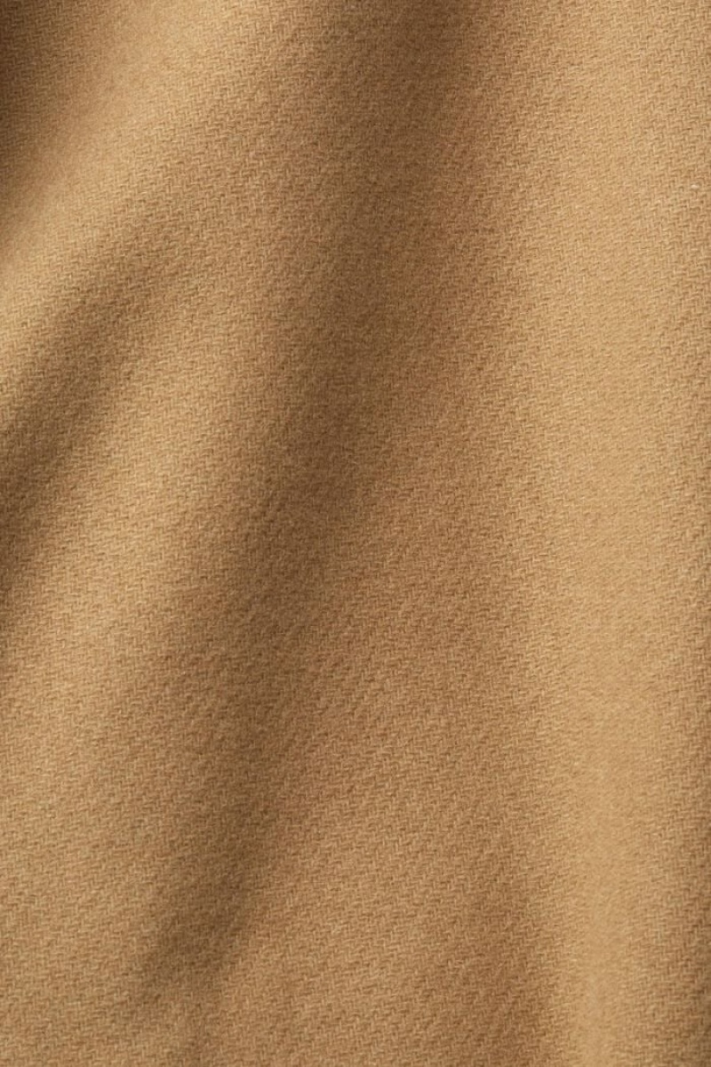 Pánské Kabáty Esprit Vlna Blend With Prošívaný Lining Hnědožlutý Béžový | OQN954120