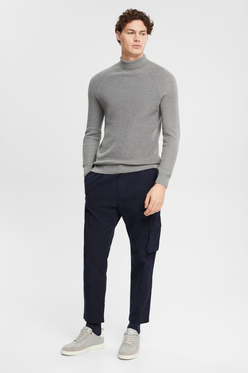 Pánské Kalhoty Esprit Chinos With A Cargo Pocket Tmavě Blankyt | XBN673958
