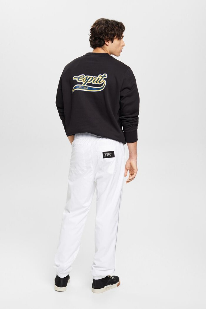 Pánské Kalhoty Esprit High-rise Tapered Fit Track Bílé | AYC029736