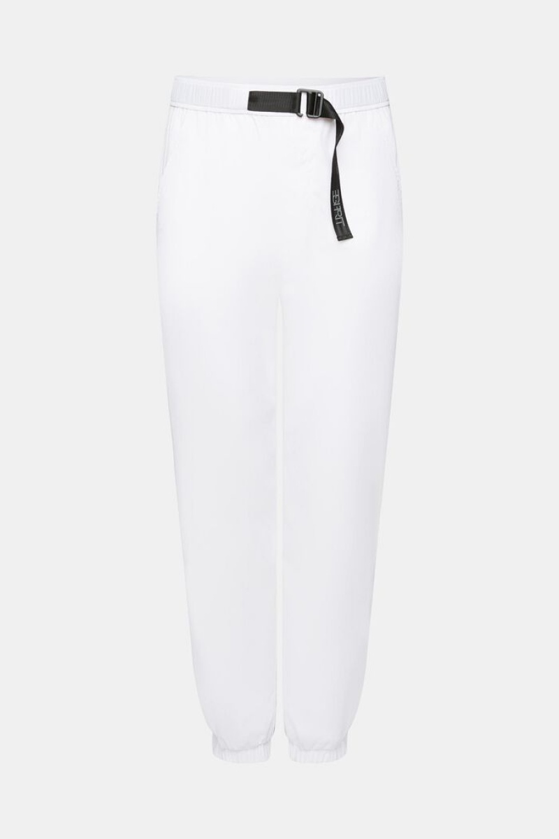 Pánské Kalhoty Esprit High-rise Tapered Fit Track Bílé | AYC029736