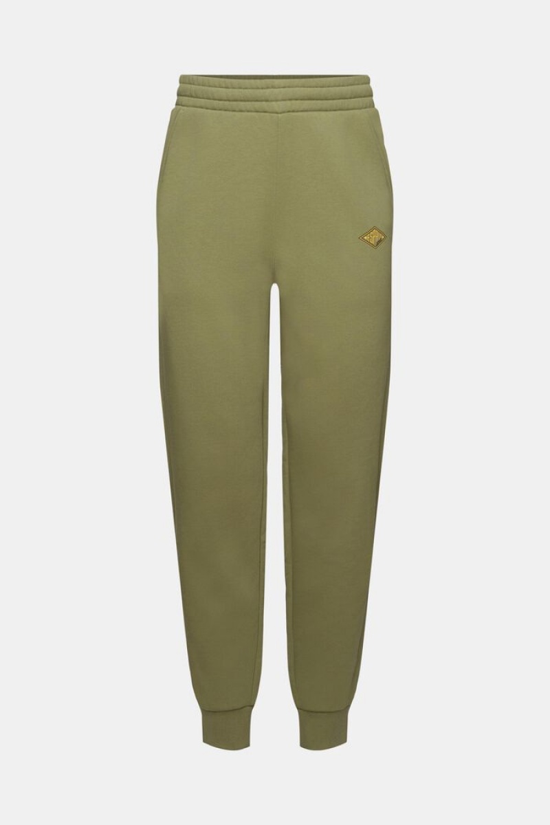 Pánské Kalhoty Esprit Joggers With Logo Print Olivy Zelené | HVM913045