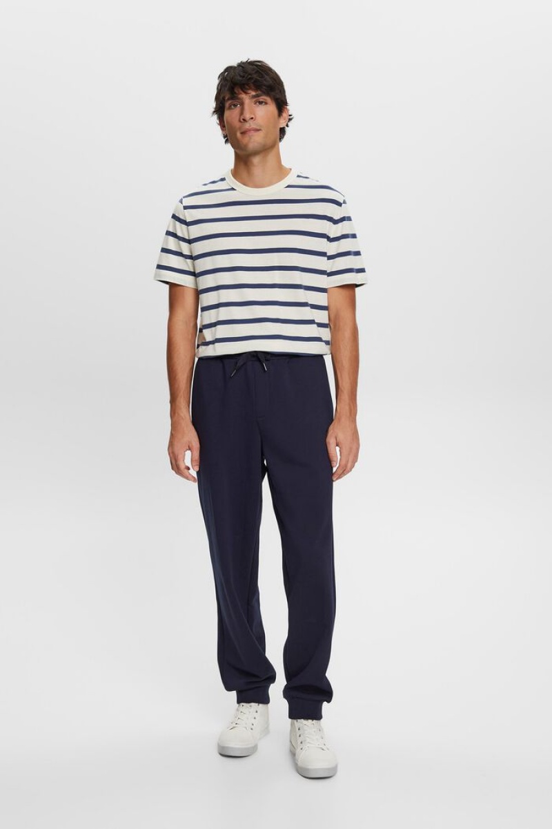 Pánské Kalhoty Esprit Joggers With Logo Stitching Tmavě Blankyt | LRB678432