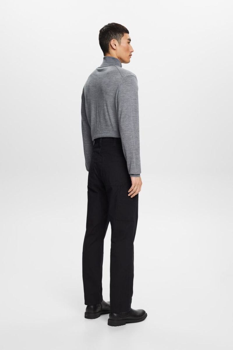 Pánské Kalhoty Esprit Mid-rise Rovný Carpenter Černé | RKQ650924
