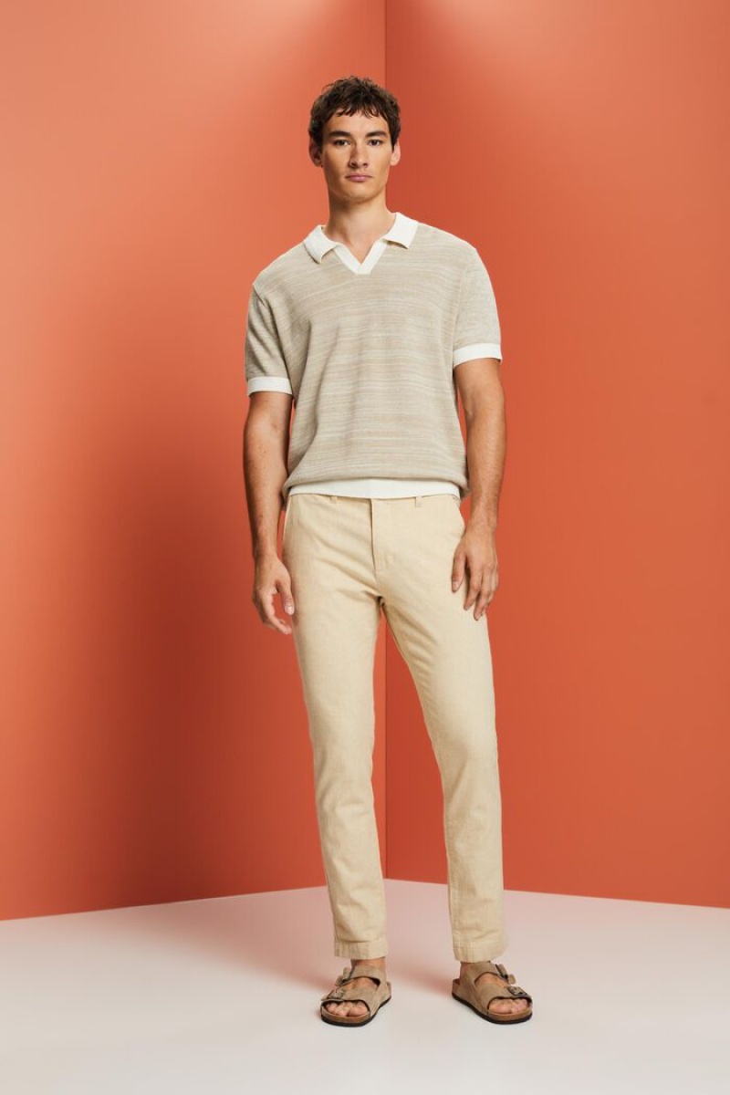 Pánské Kalhoty Esprit Summer Chino Světle Béžový | JDP921073