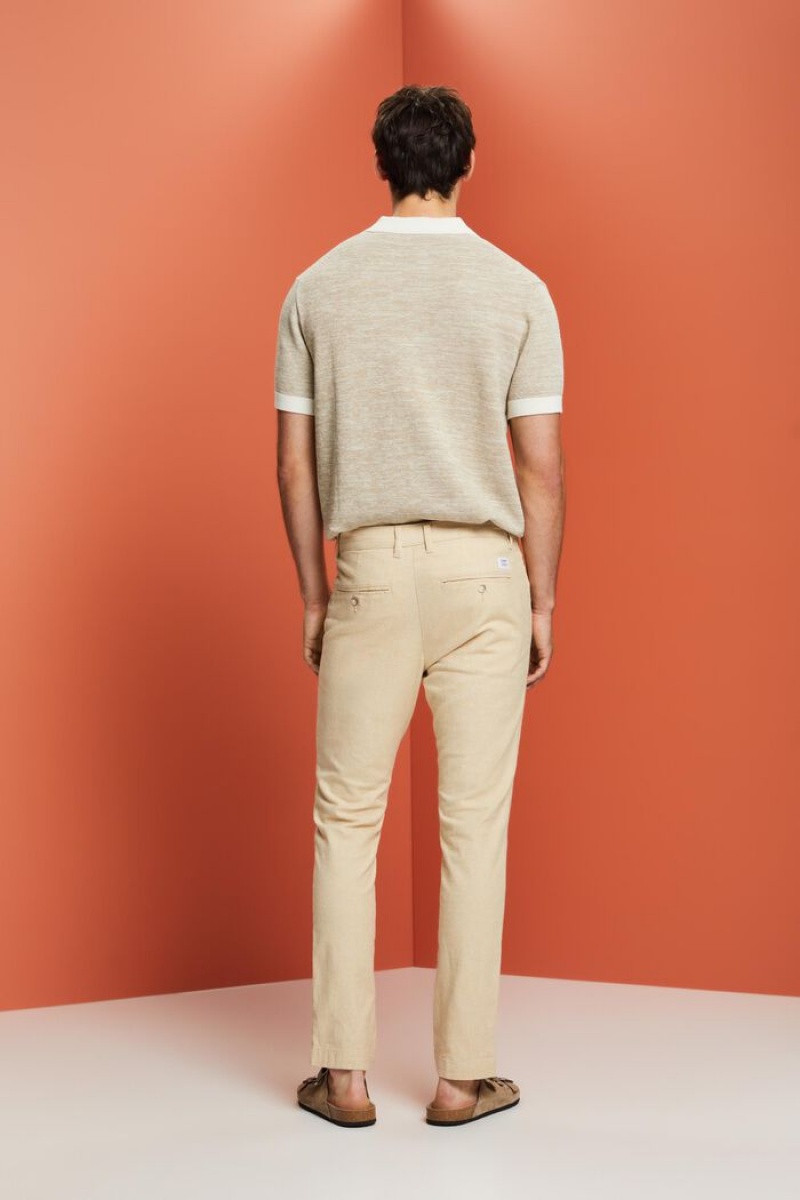 Pánské Kalhoty Esprit Summer Chino Světle Béžový | JDP921073