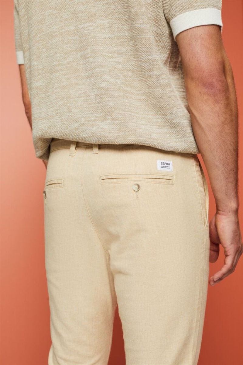 Pánské Kalhoty Esprit Summer Chino Světle Béžový | JDP921073