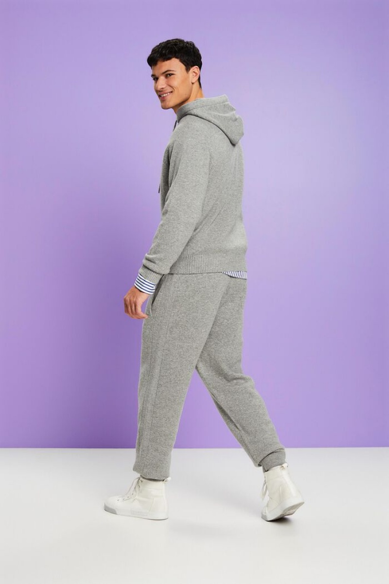 Pánské Kalhoty Esprit Vlna-cashmere Pletené Světle Šedé | IZV701496