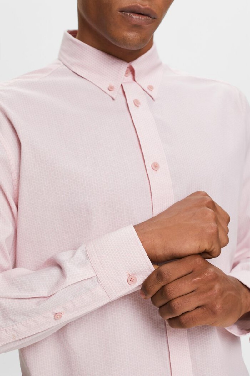 Pánské Košile Esprit Bavlněné Poplin Růžové | NKD052976