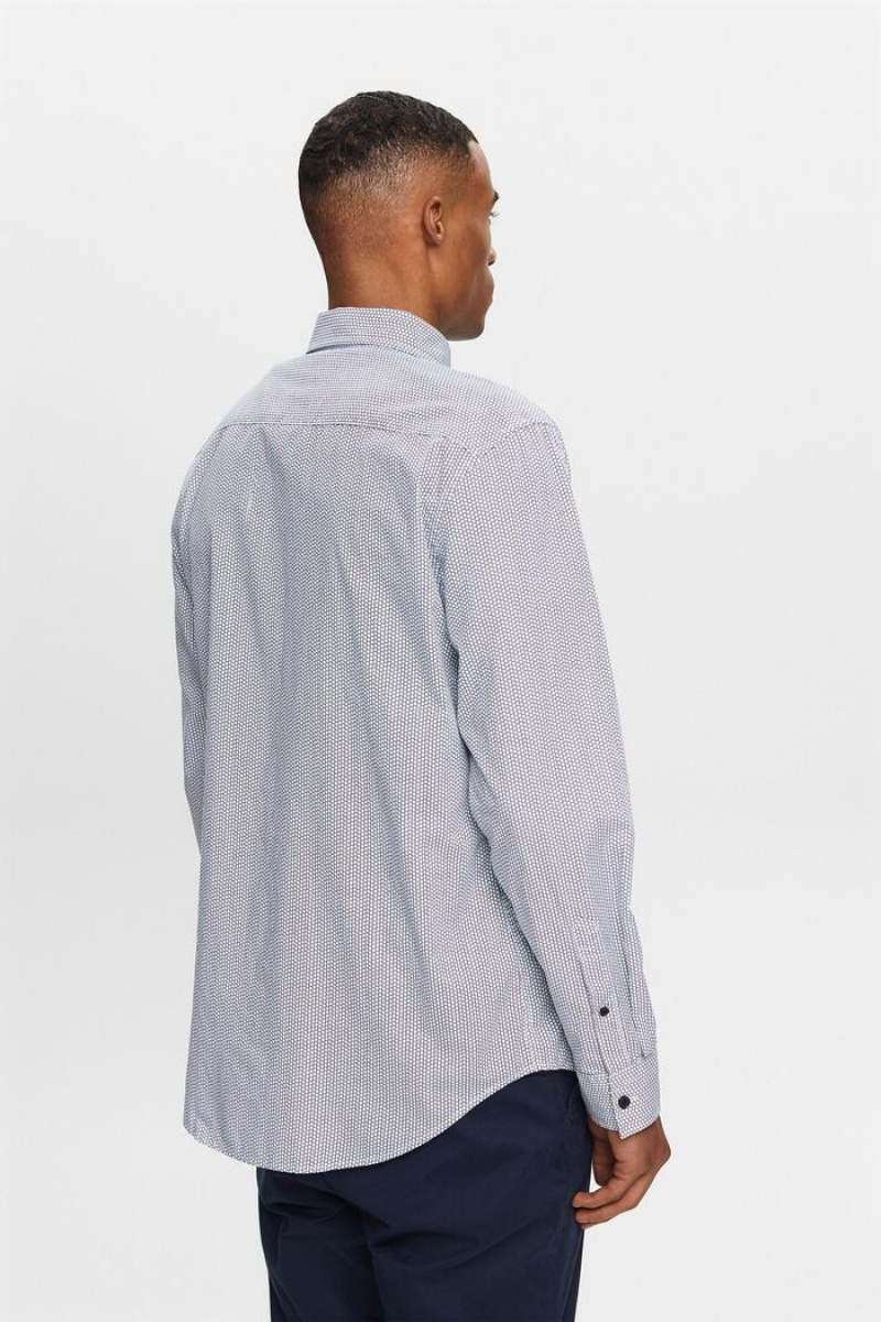 Pánské Košile Esprit Bavlněné Poplin Tmavě Blankyt | BCM173496