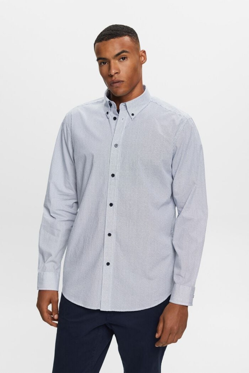 Pánské Košile Esprit Bavlněné Poplin Tmavě Blankyt | BCM173496