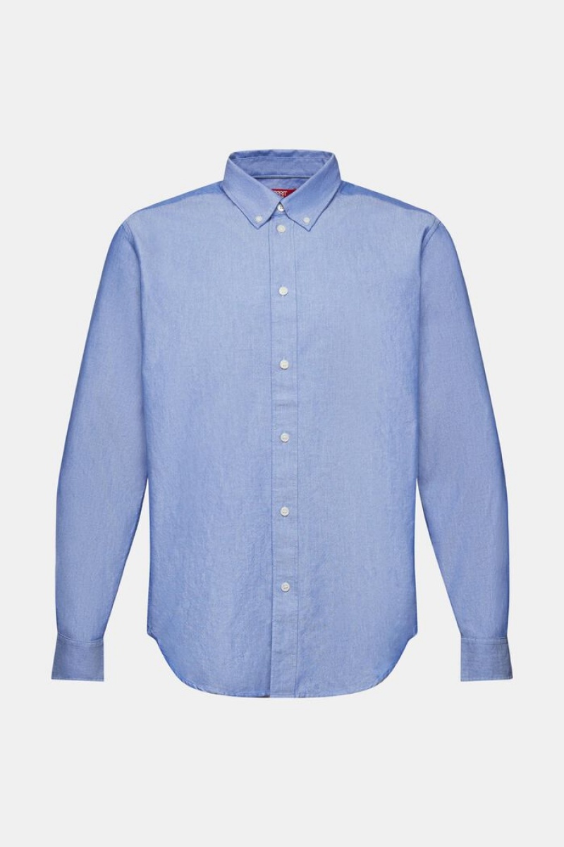 Pánské Košile Esprit Bavlněné-poplin Button Down Světle Blankyt | JPK805741