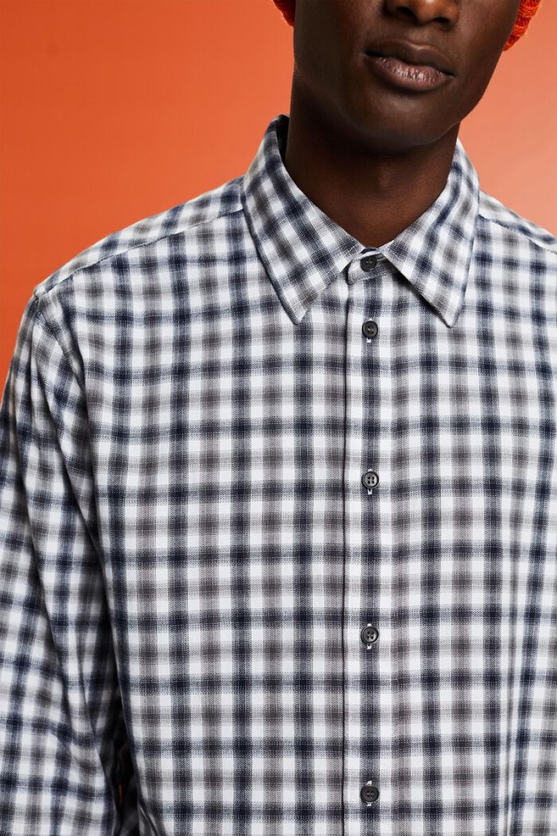 Pánské Košile Esprit Checked Bavlněné Flannel Šedé | VAQ892716