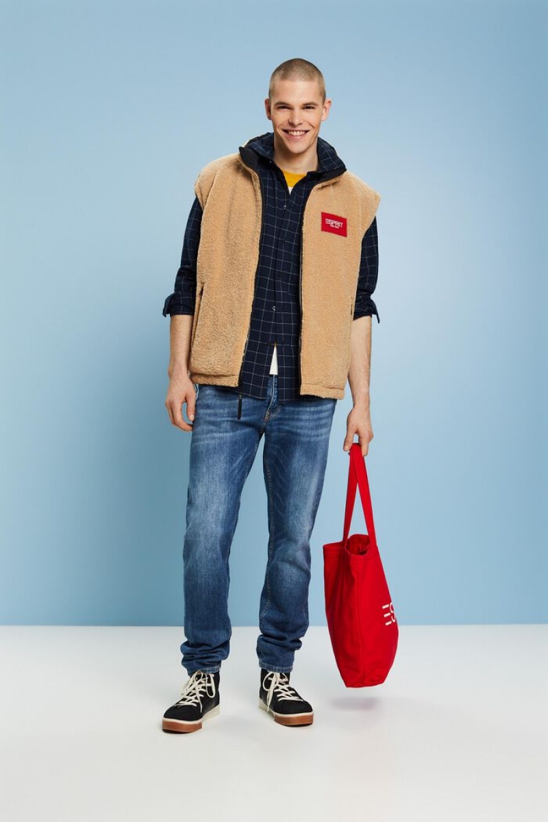 Pánské Košile Esprit Checked Flannel Regular Fit Tmavě Blankyt | XGW508793