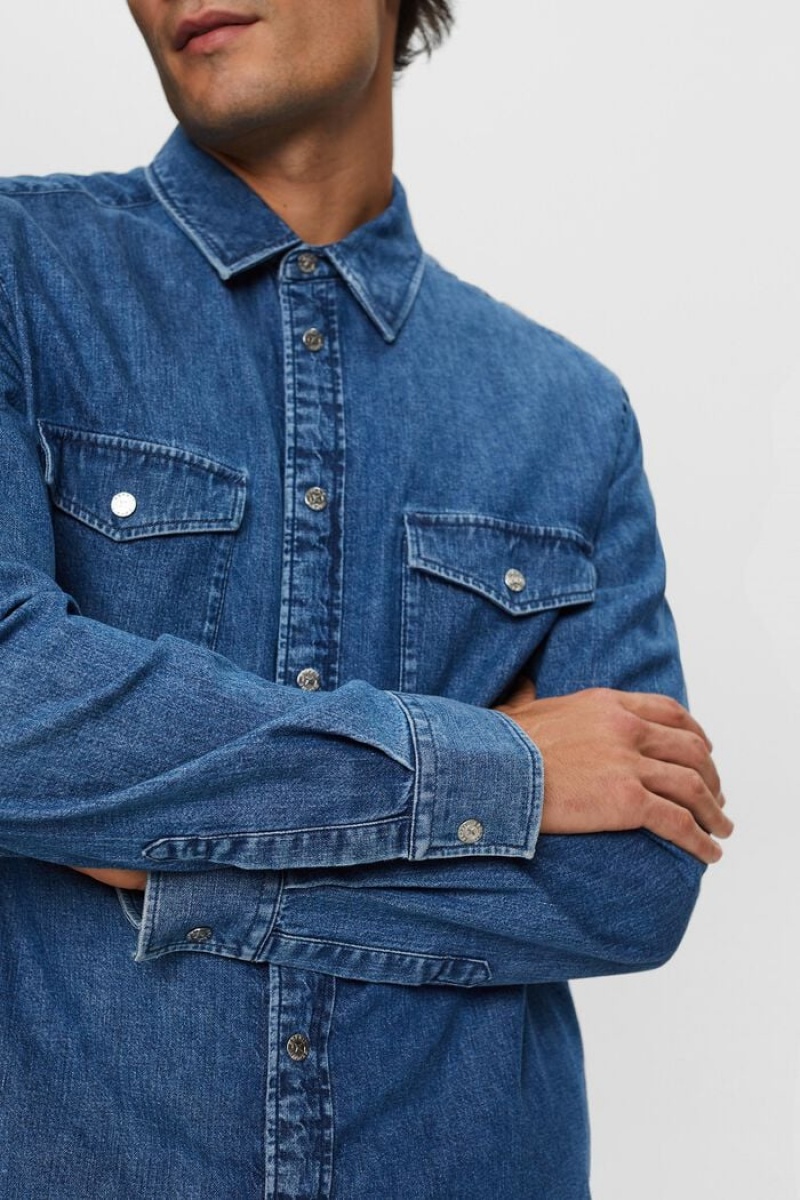 Pánské Košile Esprit Denim Blankyt | FCH905324