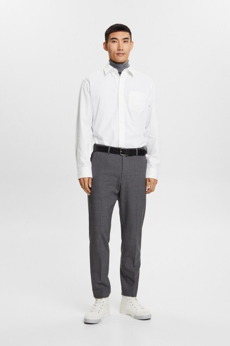 Pánské Košile Esprit Poplin Button-down,100% Bavlněné Bílé | AMU580497