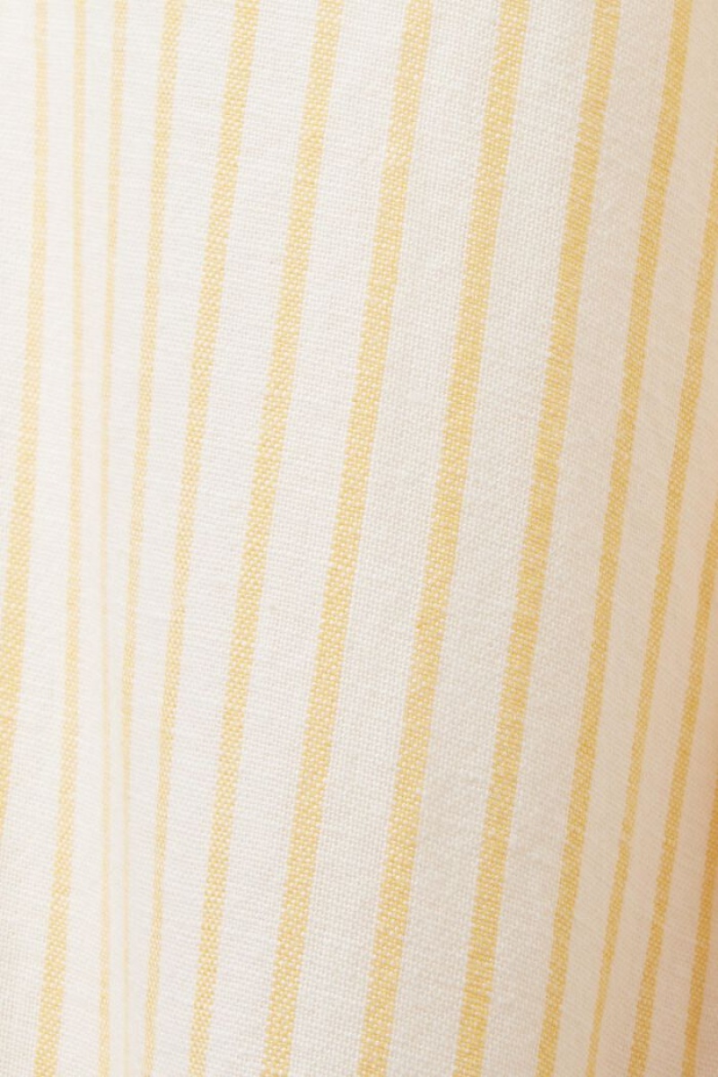 Pánské Košile Esprit Pruhovaný,Linen Blend Žluté | FNK978501