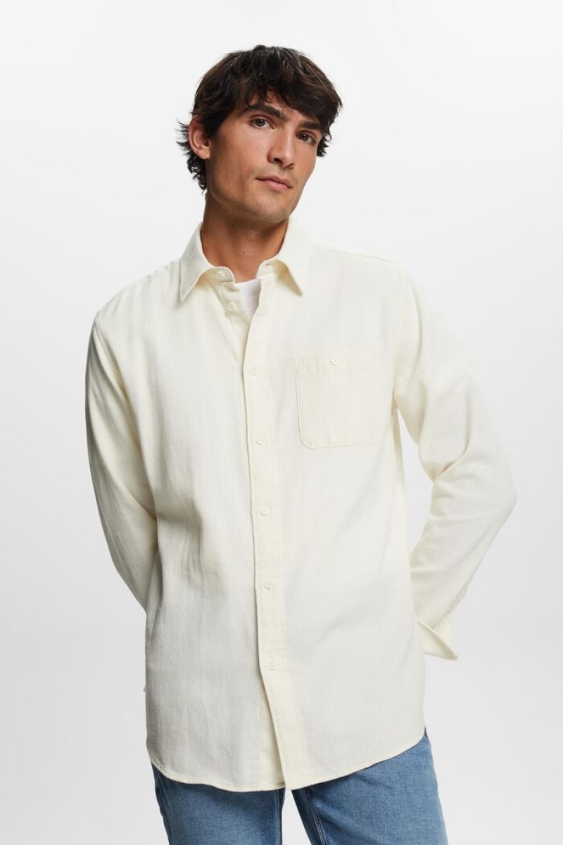 Pánské Košile Esprit Textured Slim Fit,100% Bavlněné Bílé | ZCU512697