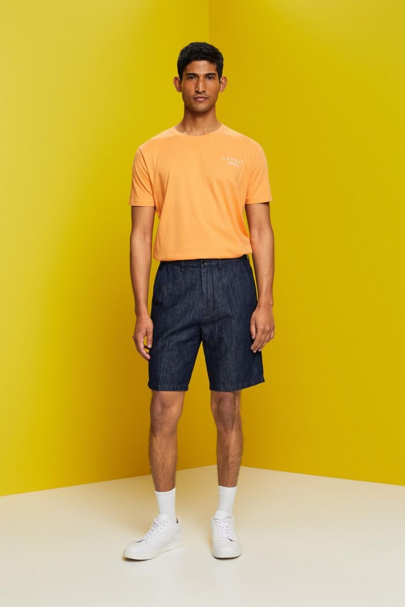 Pánské Kraťasy Esprit Bavlněné Linen Chino Blankyt Černé | ITS617043