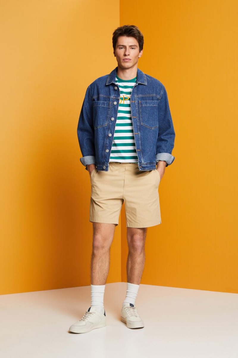 Pánské Kraťasy Esprit Bavlněné Poplin Pull On Hnědé | UXZ471235