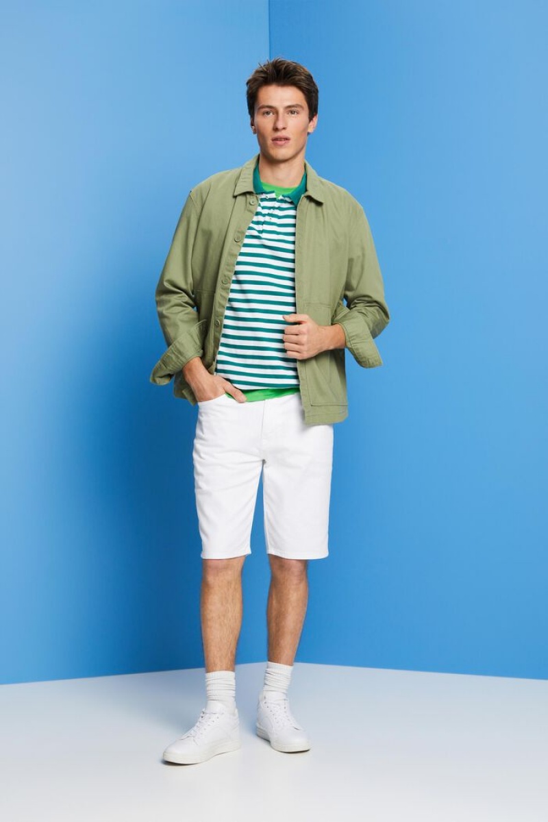Pánské Kraťasy Esprit Denim Bílé | JKQ501746