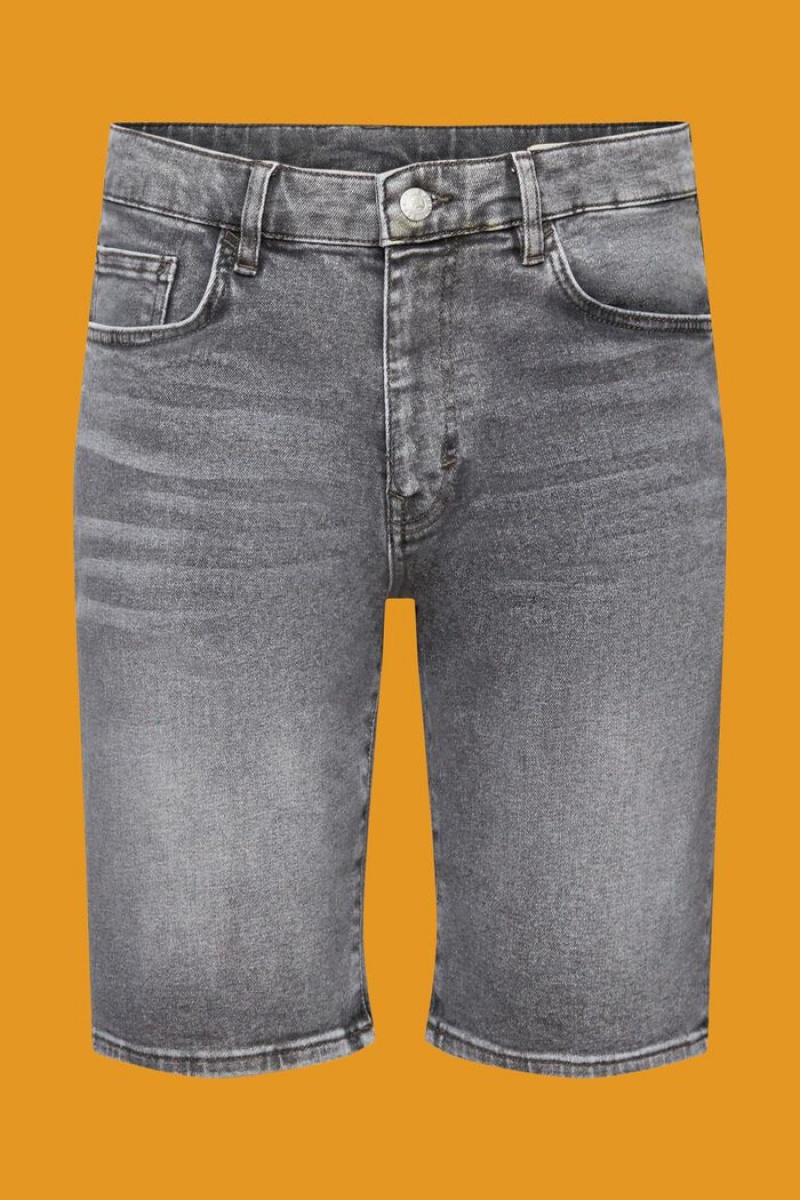 Pánské Kraťasy Esprit Relaxed Slim Fit Denim Šedé | WTE390164