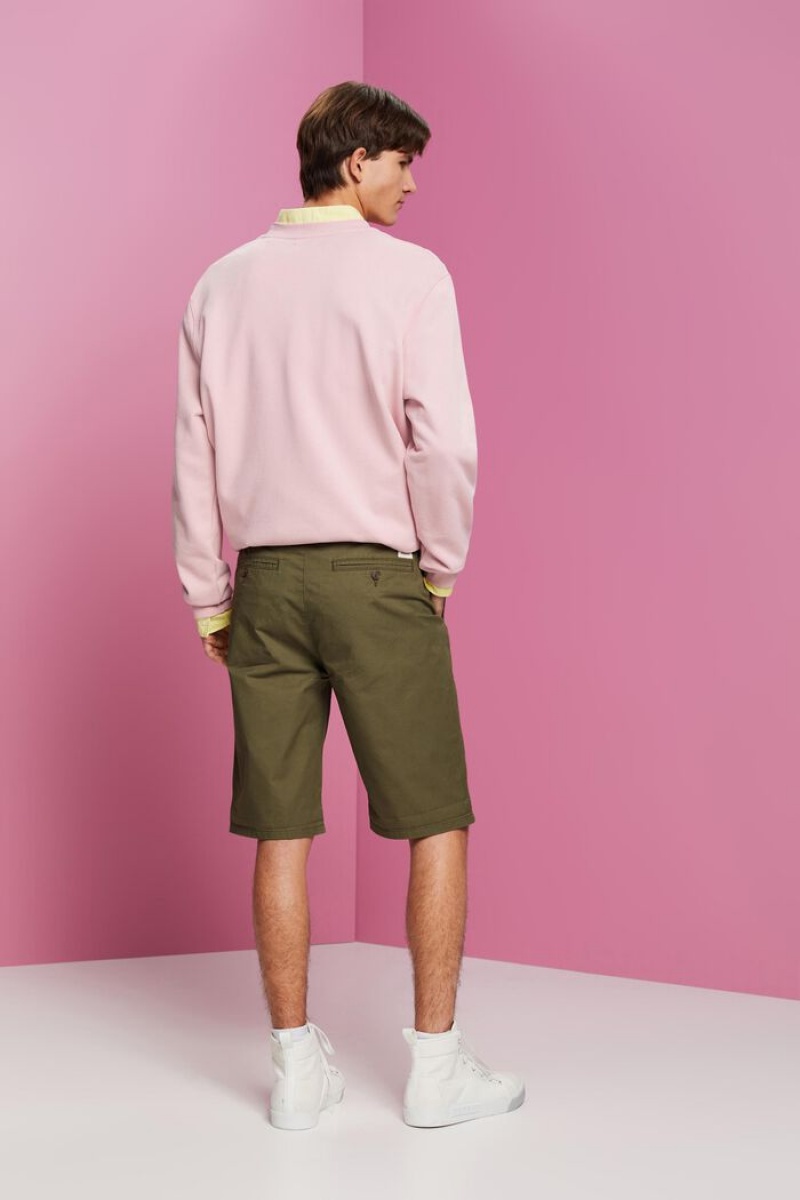 Pánské Kraťasy Esprit Sustainable Bavlněné Chino Style Tmavě Hnědožlutý | FLU470698