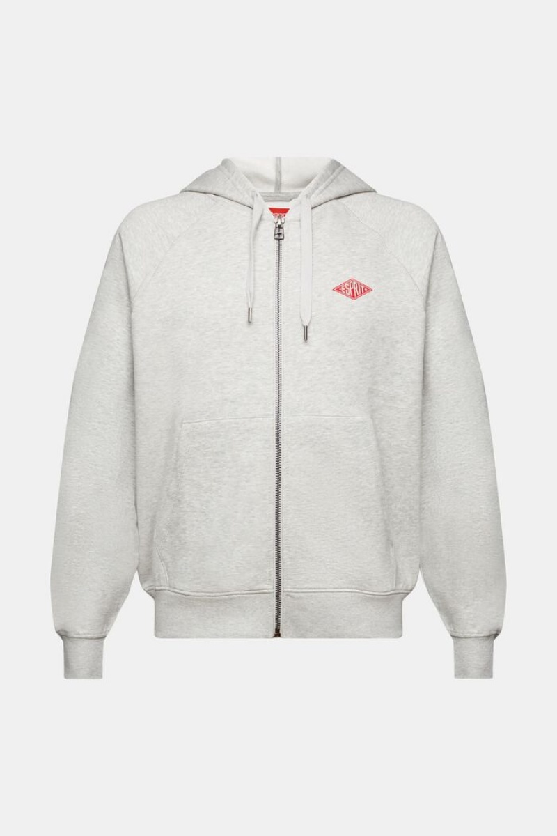 Pánské Mikina s Kapucí Esprit Logo Embroidered Světle Šedé | TEL052493