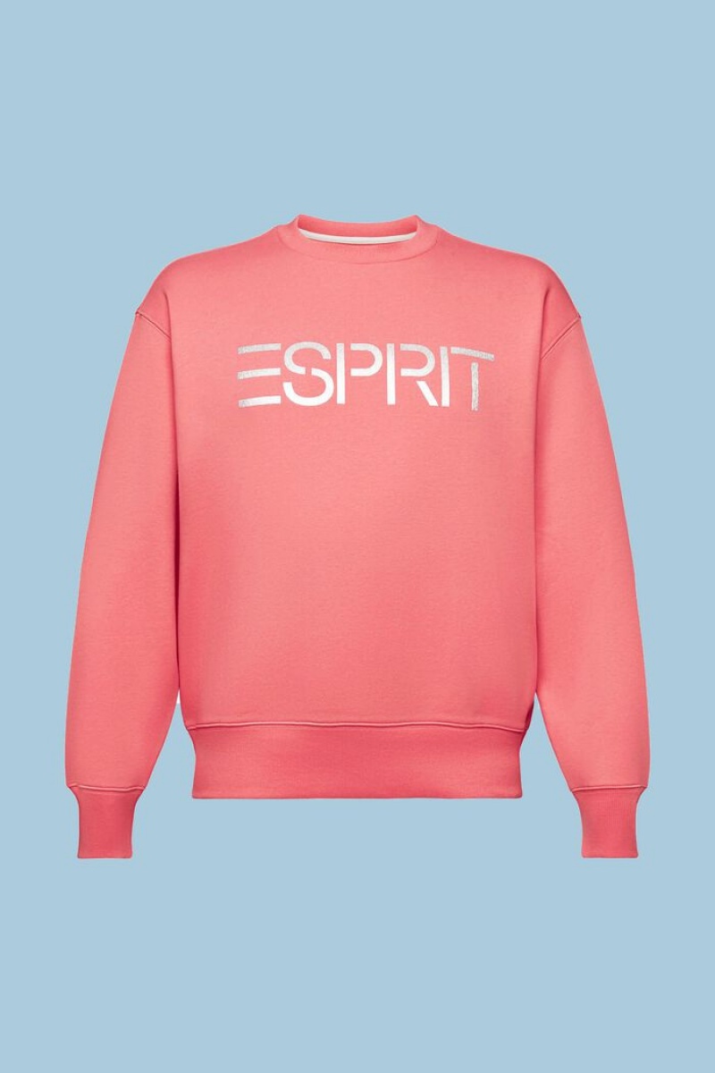 Pánské Mikiny Esprit Organic Bavlněné Logo Crewneck Růžové | DKP368179