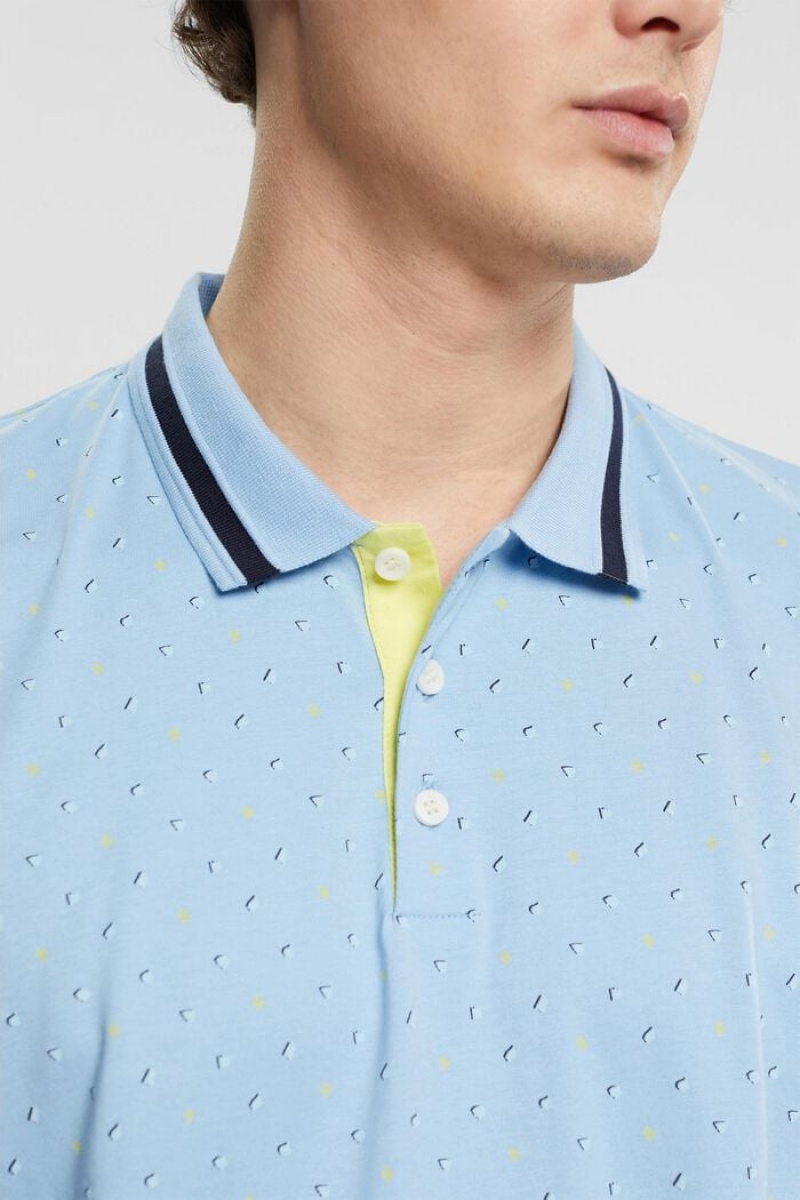 Pánské Polo Triko Esprit All-over Pattern Světle Tyrkysové Blankyt | LPX198542