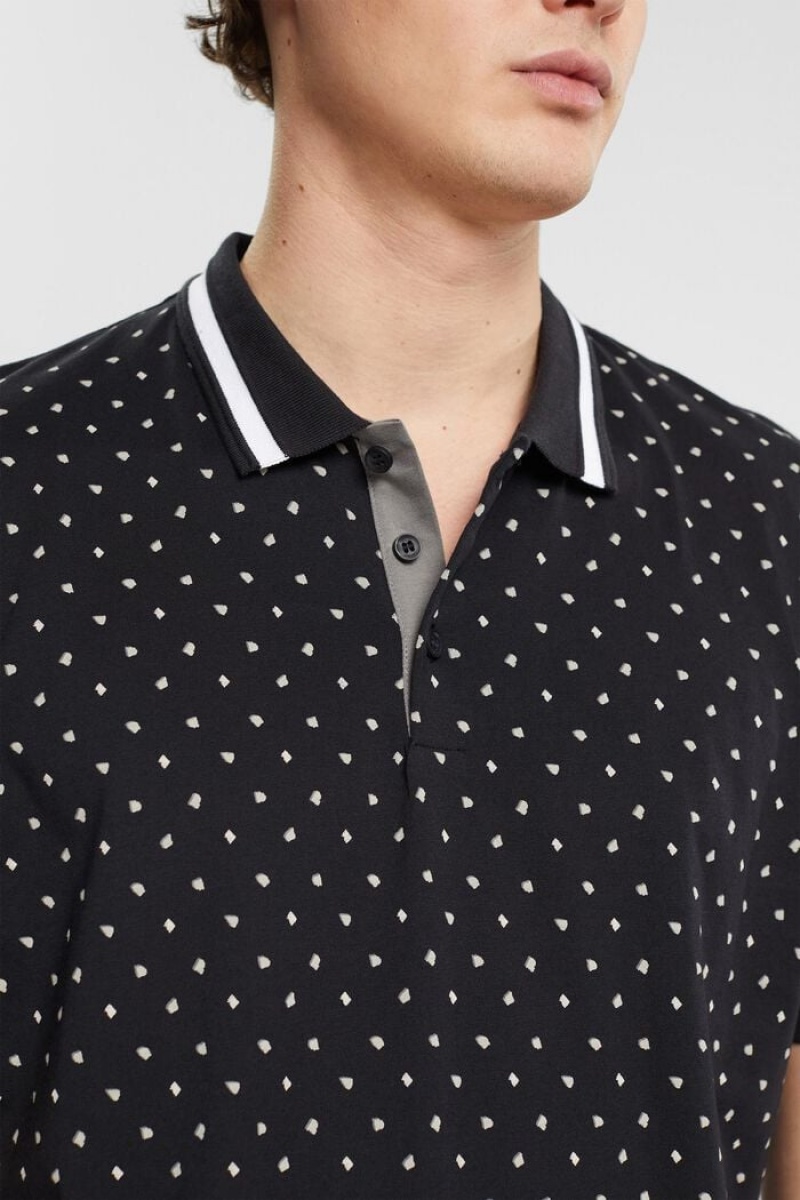 Pánské Polo Triko Esprit All-over Pattern Černé | EGB196375