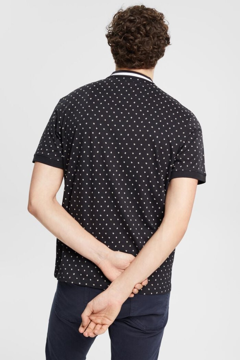 Pánské Polo Triko Esprit All-over Pattern Černé | EGB196375