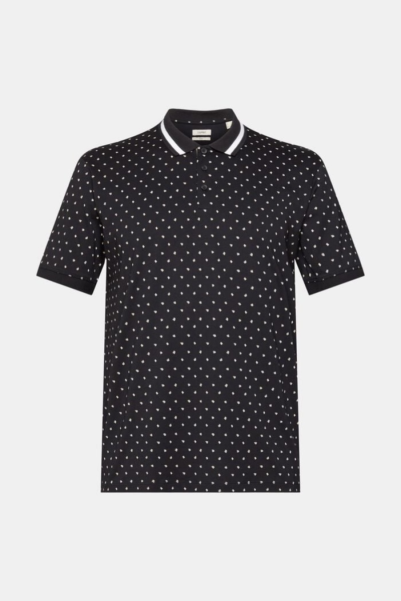 Pánské Polo Triko Esprit All-over Pattern Černé | EGB196375