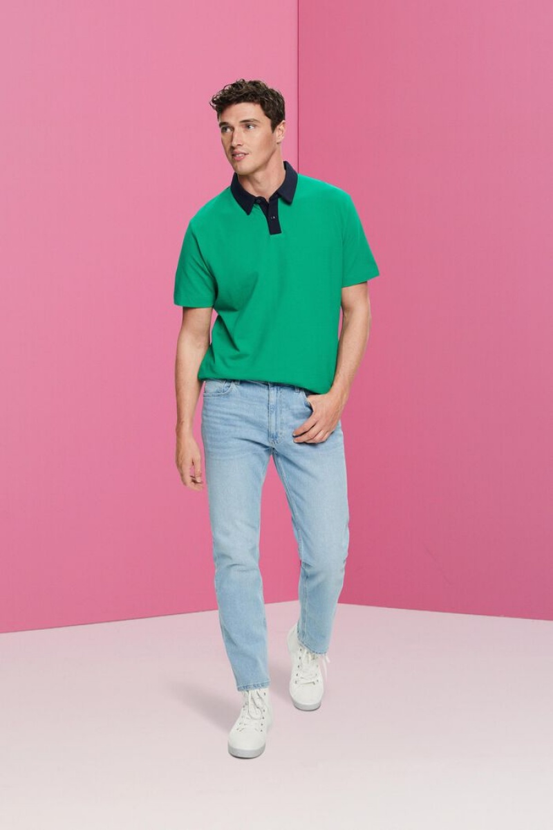 Pánské Polo Triko Esprit Bavlněné Pique Zelene | ZOE735918