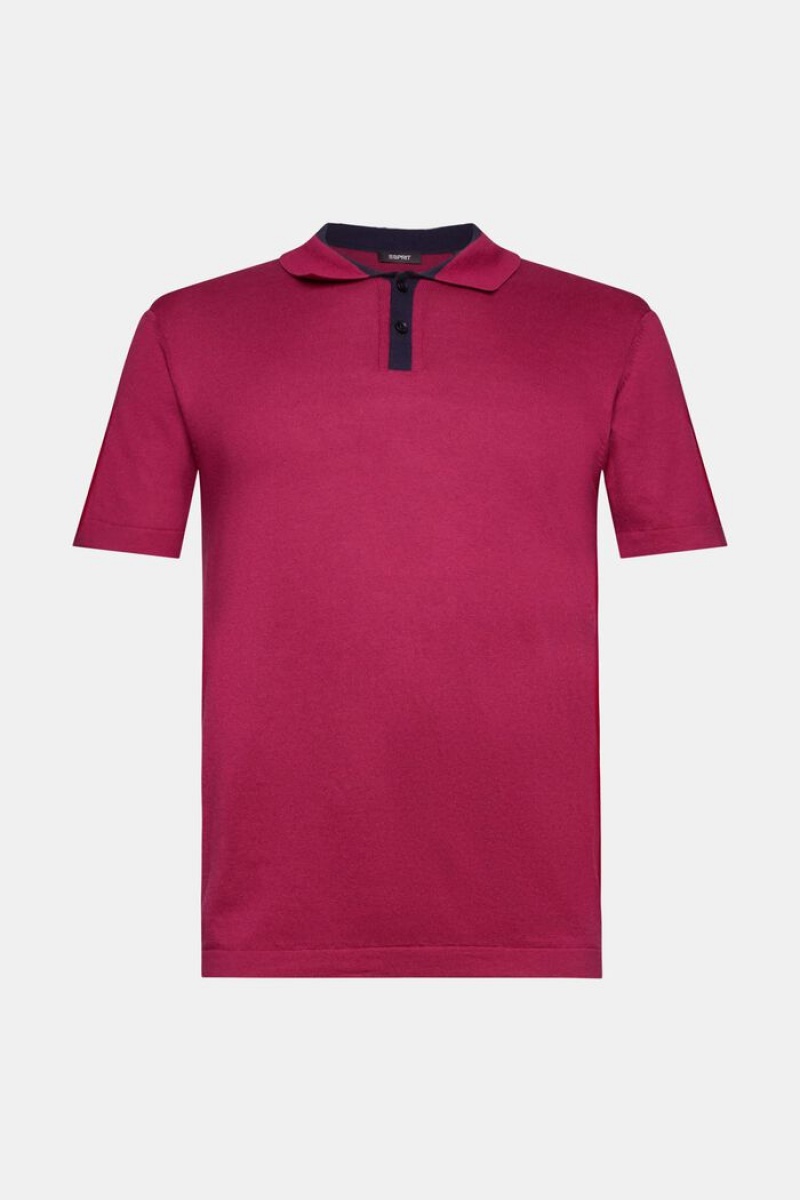 Pánské Polo Triko Esprit Blended Tencel And Sustainable Bavlněné Tmavě Růžové | QFV306147