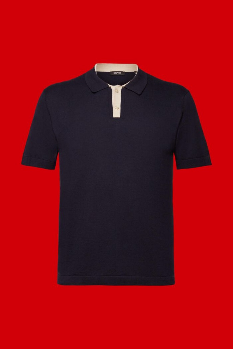 Pánské Polo Triko Esprit Blended Tencel And Sustainable Bavlněné Tmavě Blankyt | NPV149378