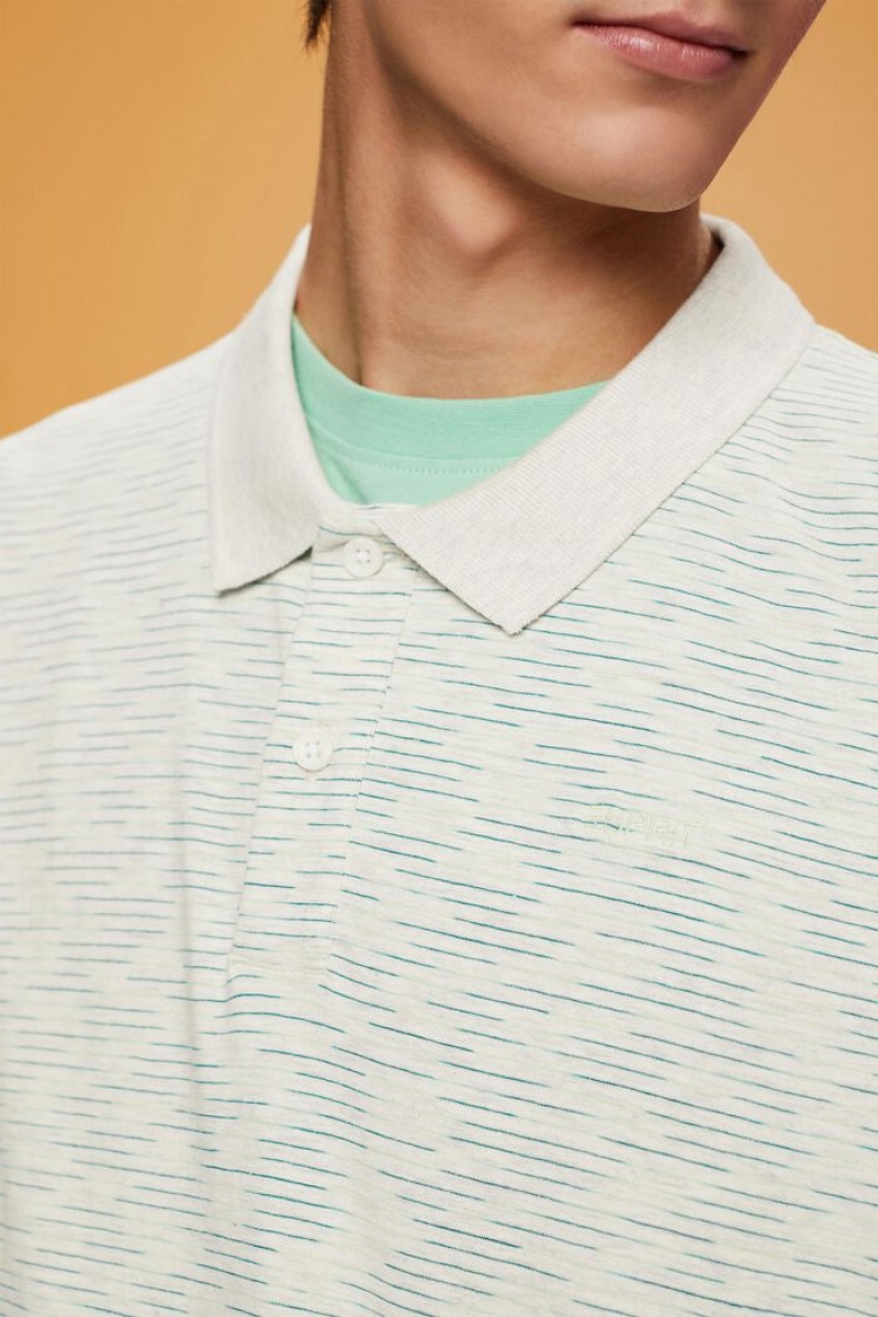 Pánské Polo Triko Esprit Fine Stripe Mélange Oranžové Zelene | HVF185627