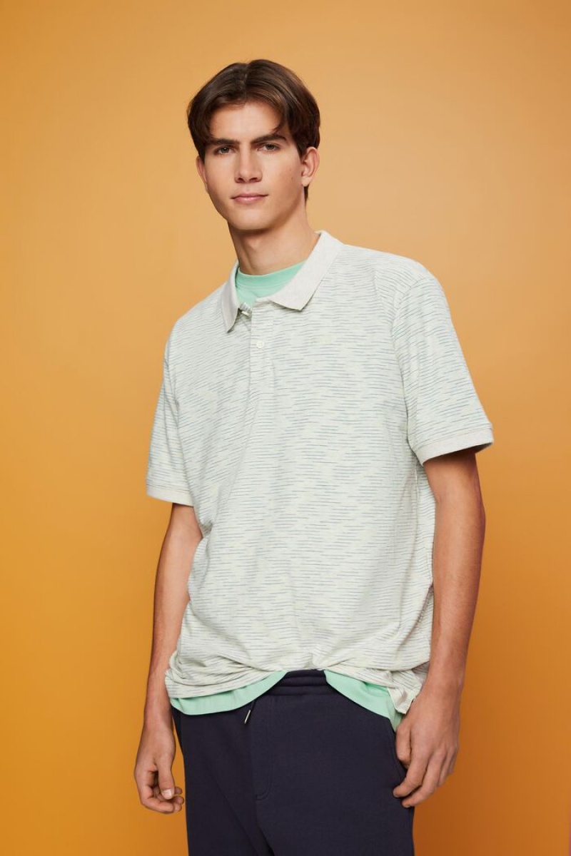 Pánské Polo Triko Esprit Fine Stripe Mélange Oranžové Zelene | HVF185627