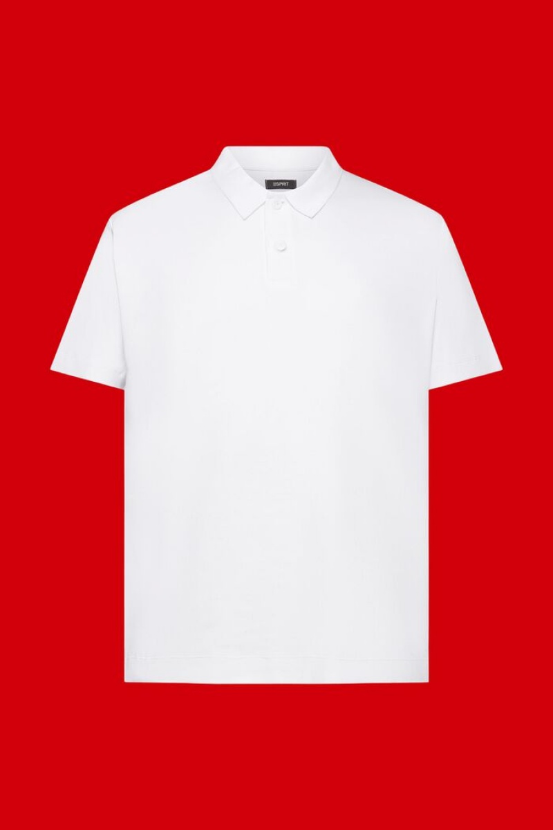 Pánské Polo Triko Esprit Pima Bavlněné Bílé | CVZ365274